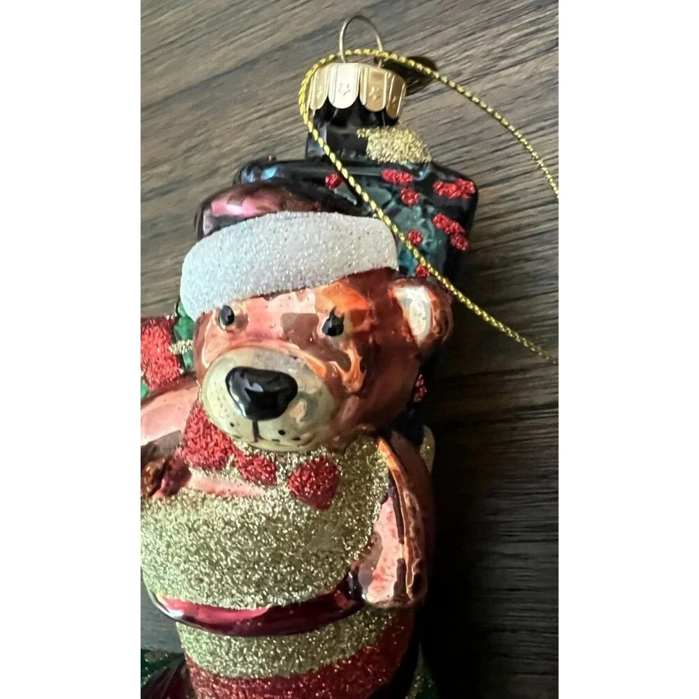 Large Blown Glass Christmas Ornament Teddy Bear Stocking Candy Cane julia's